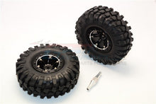 Load image into Gallery viewer, ALUMINIUM 6 POLES SIMULATION WHEELS IN SILVER EDGE WITH 1.9" CRAWLER TIRE &amp; HEX TOOL (INNER SILVER &amp; OUTER BLACK SCREWS)1PR SET AW1906SCYSBK
