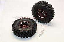Load image into Gallery viewer, ALUMINIUM 6 POLES SIMULATION WHEELS IN SILVER EDGE WITH 1.9" CRAWLER TIRE &amp; HEX TOOL (INNER SILVER &amp; OUTER BLACK SCREWS)1PR SET AW1906SCYSBK
