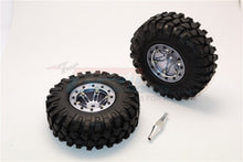Load image into Gallery viewer, ALUMINIUM 6 POLES SIMULATION WHEELS IN SILVER EDGE WITH 1.9" CRAWLER TIRE &amp; HEX TOOL (INNER SILVER &amp; OUTER BLACK SCREWS)1PR SET AW1906SCYSBK
