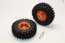 Load image into Gallery viewer, ALUMINIUM 6 POLES SIMULATION WHEELS IN SILVER EDGE WITH 1.9" CRAWLER TIRE &amp; HEX TOOL (INNER SILVER &amp; OUTER BLACK SCREWS)1PR SET AW1906SCYSBK
