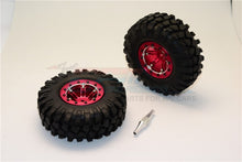 Load image into Gallery viewer, ALUMINIUM 6 POLES SIMULATION WHEELS IN SILVER EDGE WITH 1.9" CRAWLER TIRE &amp; HEX TOOL (INNER SILVER &amp; OUTER BLACK SCREWS)1PR SET AW1906SCYSBK
